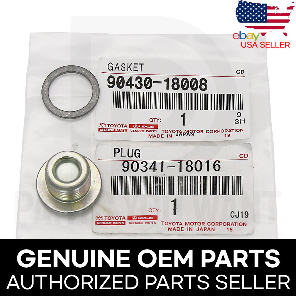 GENUINE OEM Toyota Lexus ATM Transmission Drain Plug 90341-18016 + Gasket [SET]
