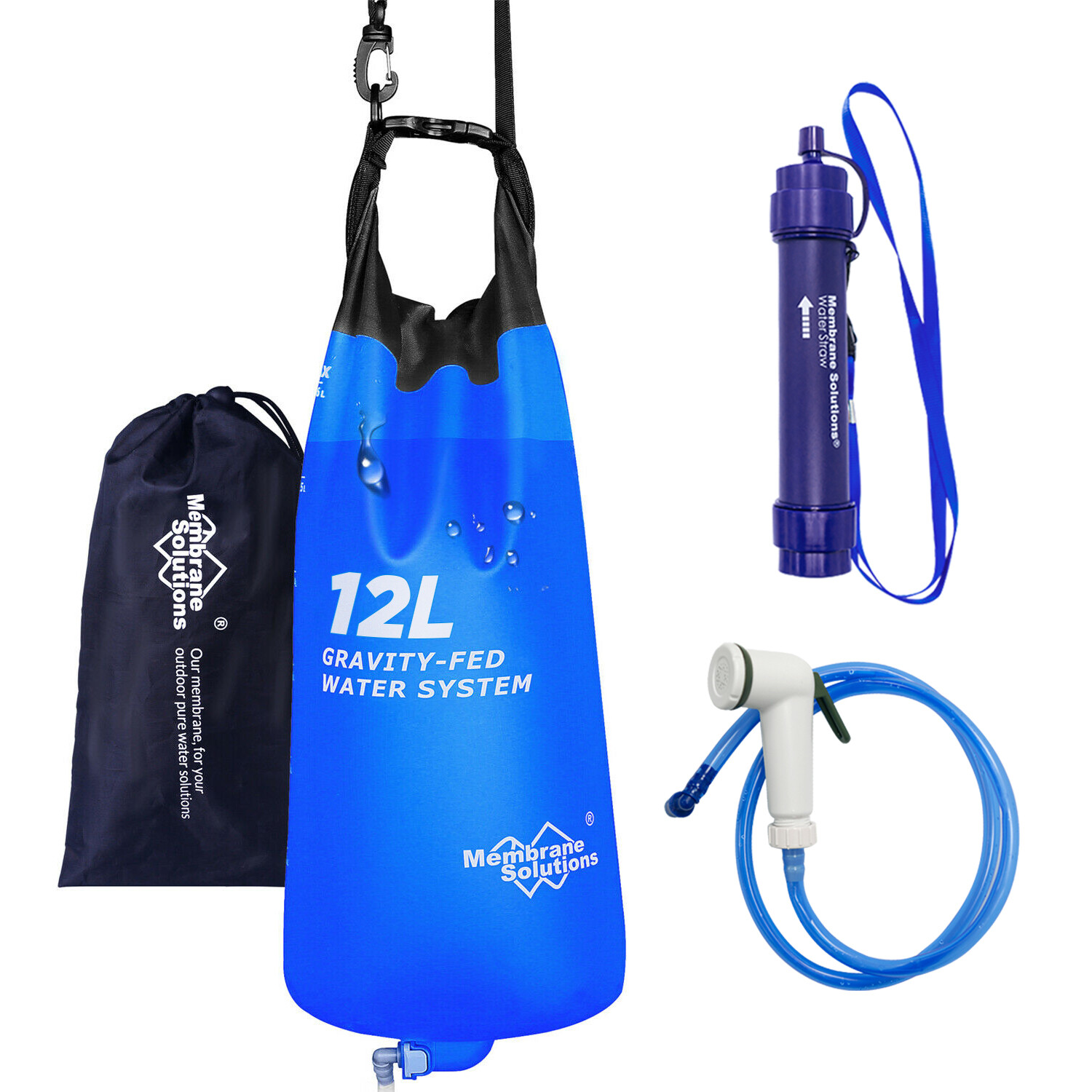 Water Filter Straw 3L/1Gal/6L/12L Gravity-Fed Water Bag for Backpacking Survival