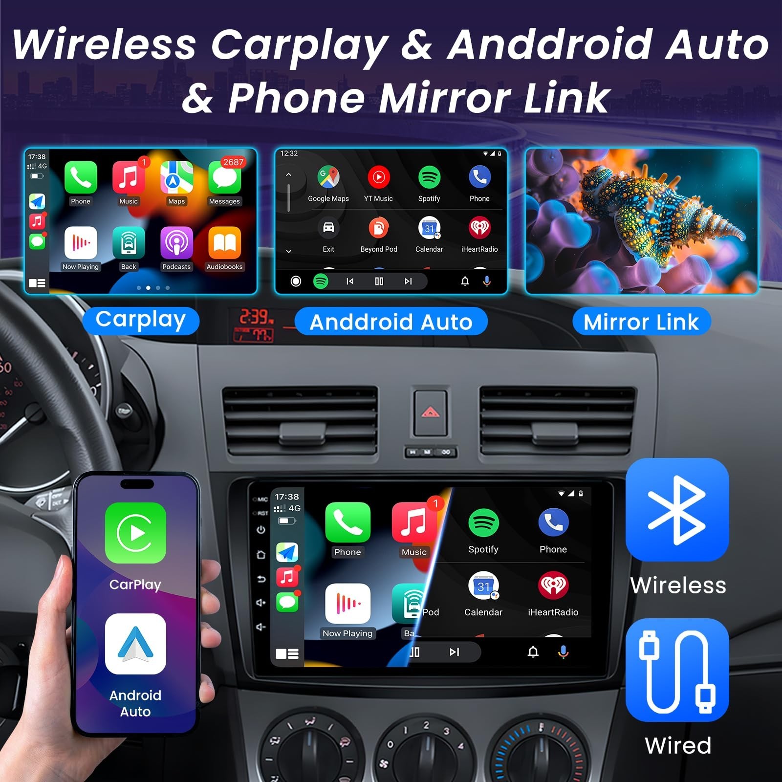 Android 13 Car Stereo for Mazda 3 2010–2013 – 9 Inch 1280×800 H