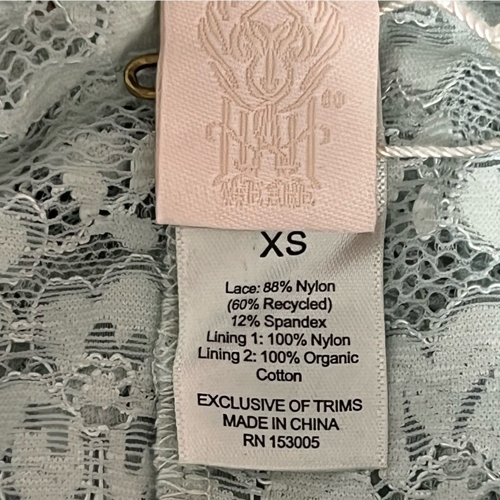 NWT Free People X HAH Comin in Haht Lace Bodysuit lingerie Top XS Something Blue