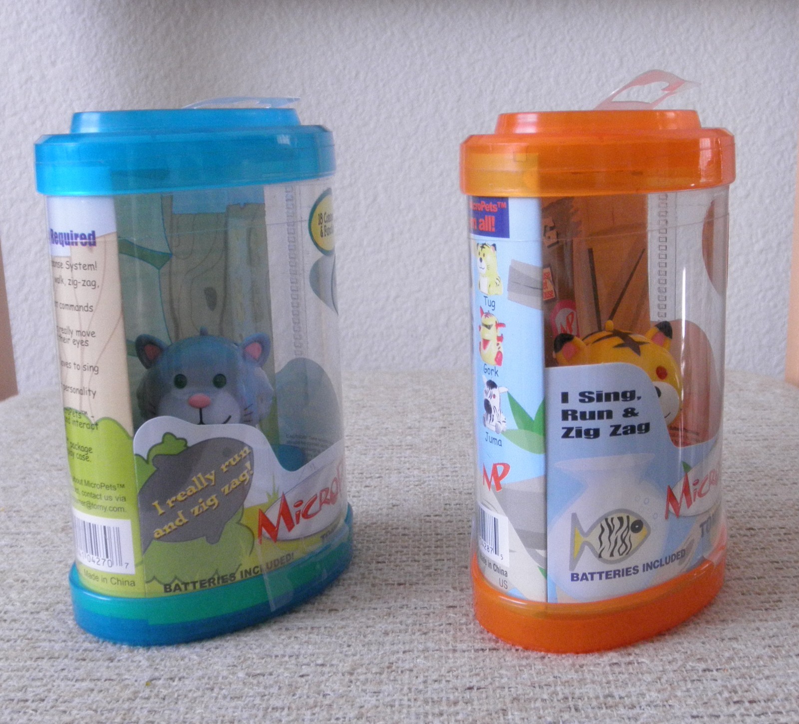 Vintage 2002 Tomy Micropets Chumsley Gray & Tag Yellow Interactive Cats (Tested)