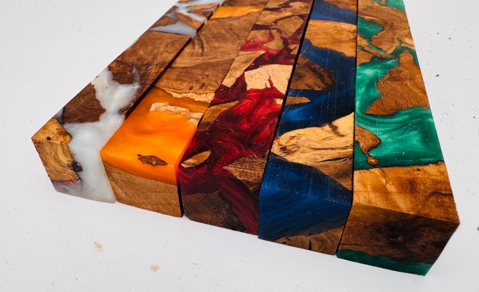 Pen Blanks * Olive Burl & Epoxy Hybrid * Mica Powder Colored * Pen Blank