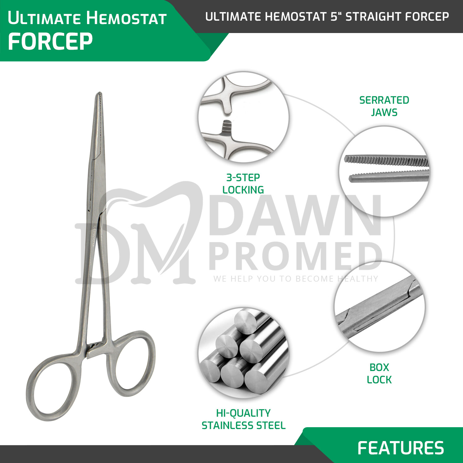 2 Pcs Fishing Set 5" Locking Clamps Hemostat Forceps Straight & Curved German G