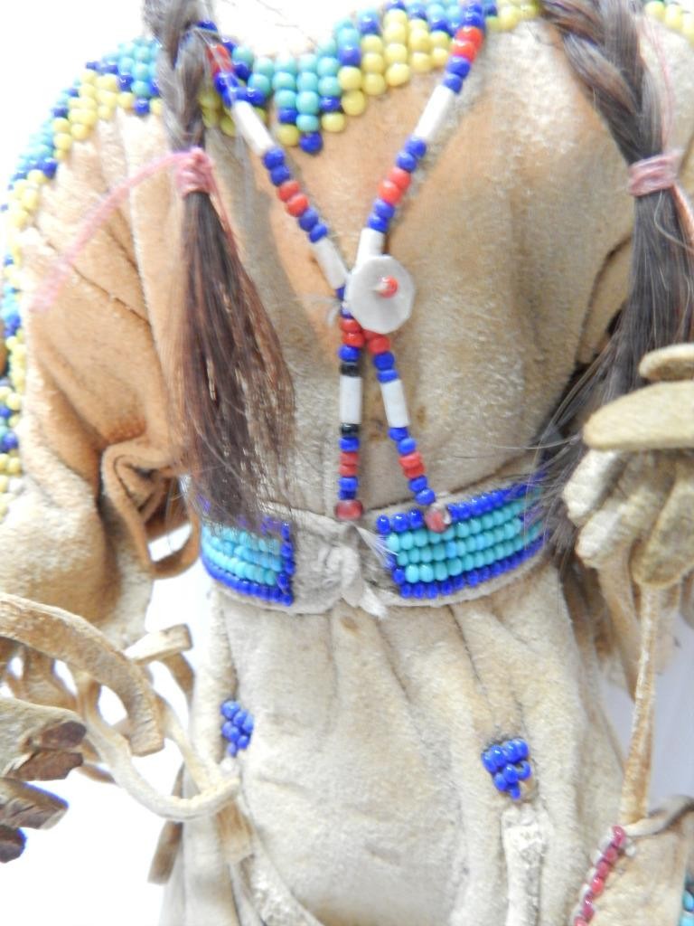 ANTIQUE VINTAGE PIKUNI BLACKFEET PLAINS INDIAN BEADED DOLL - LOTS OF DETAIL