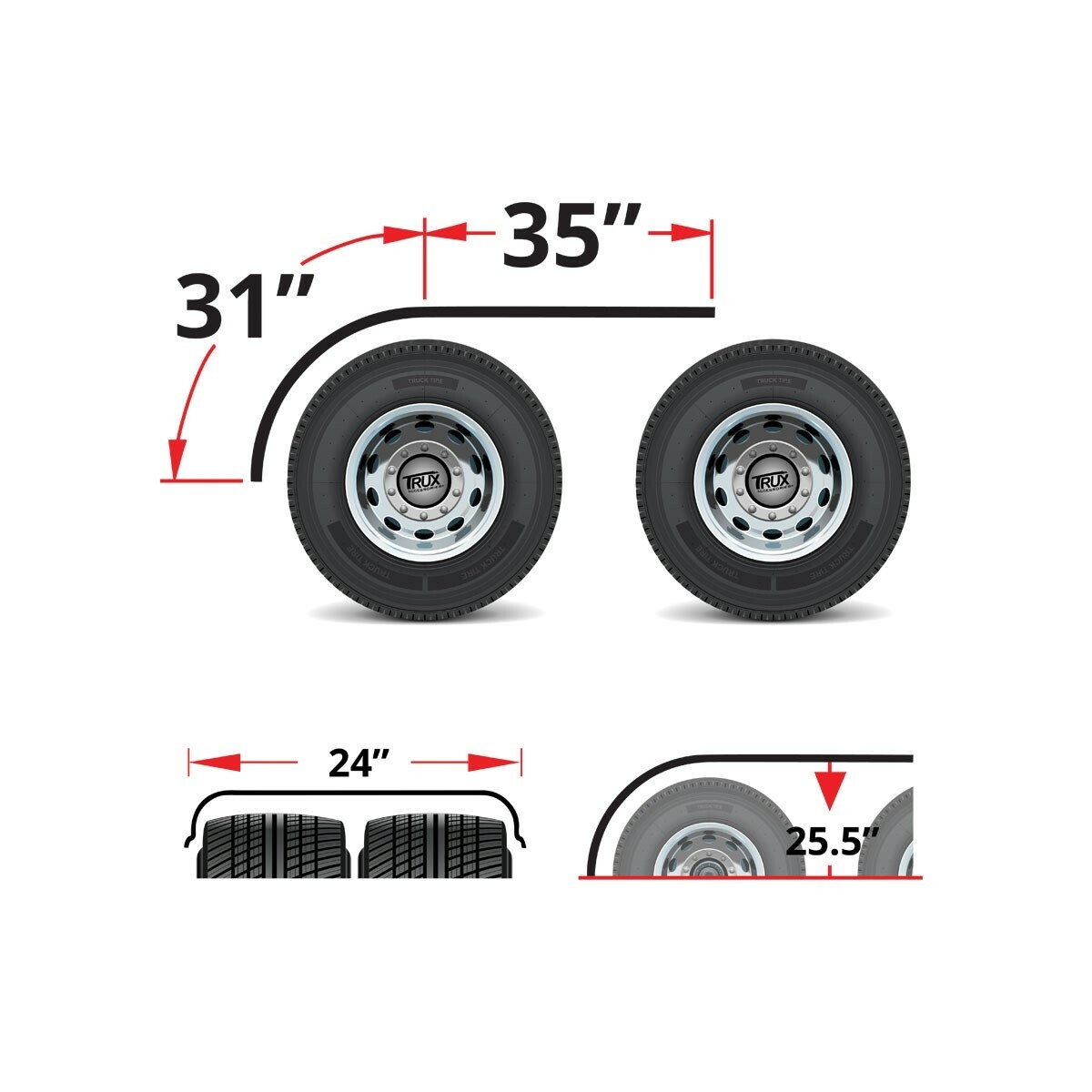 trux plastic poly half fenders only no brackets universal trucks semi tfen-h39