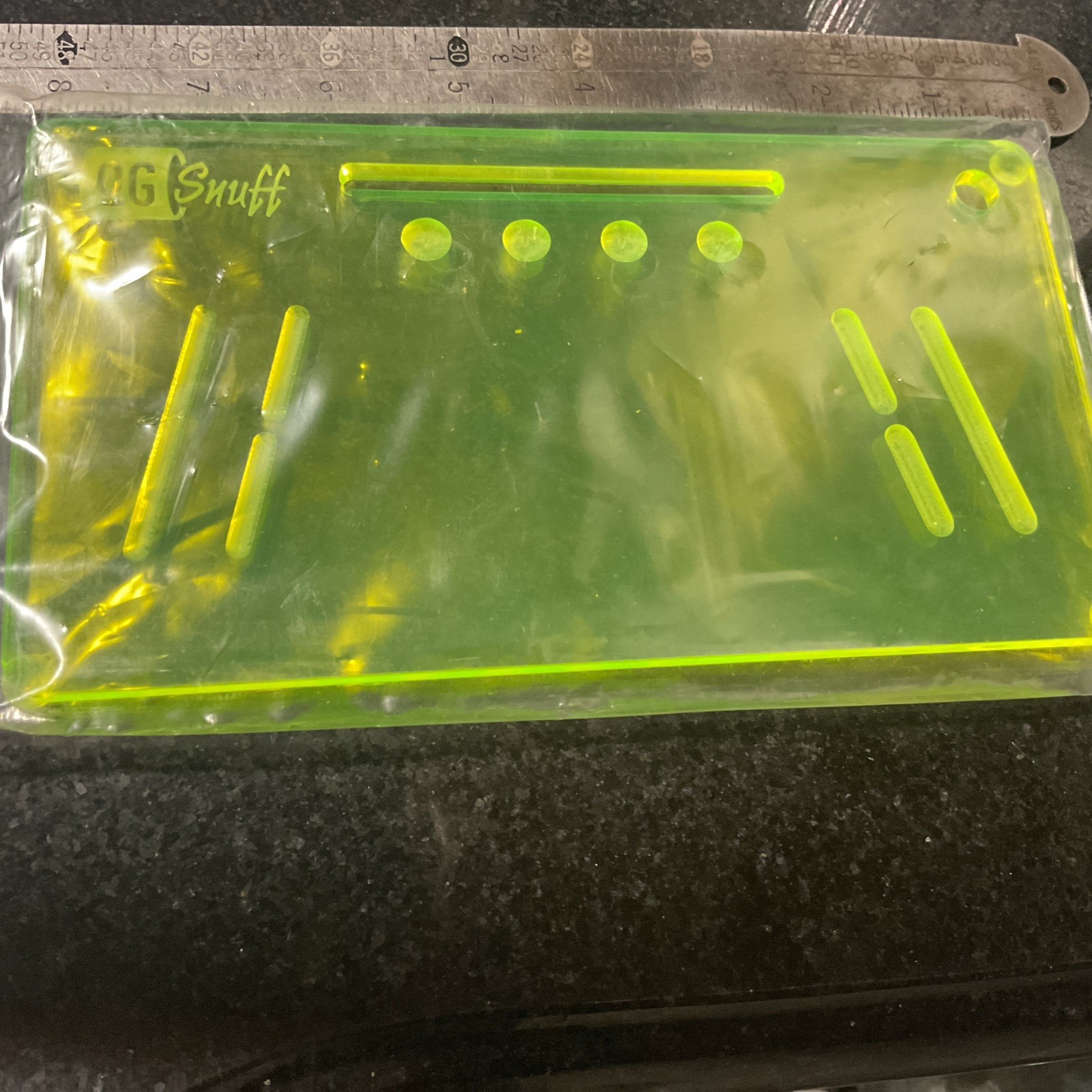 OG SNUFF Board V2 Acrylic Neon Green (UV) Translucent Snuff Tray Authentic 8x4”