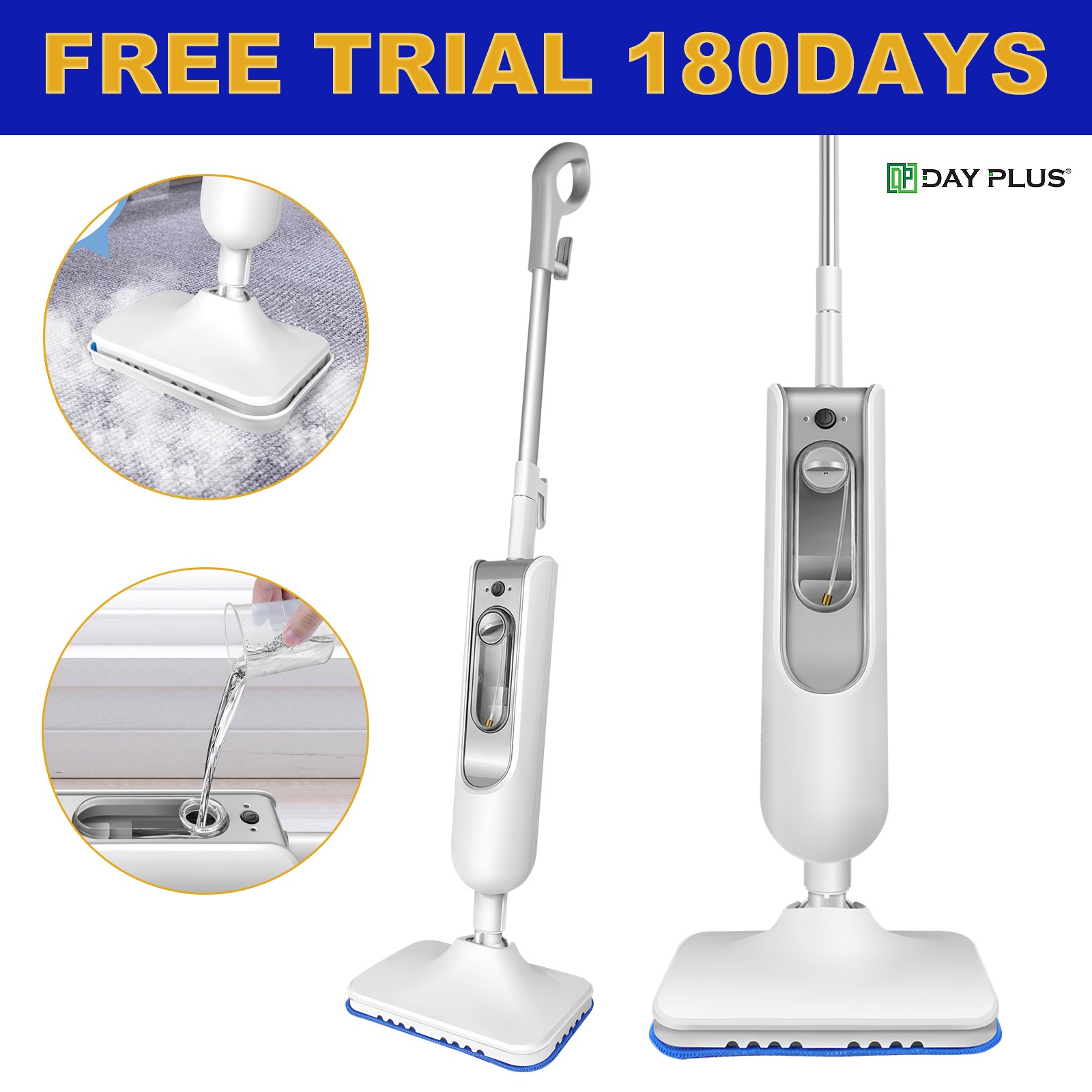 Hot Steam Mop Upright &Handheld Hard Floor&Carpet Steam Cleaner 20s Fast Heating