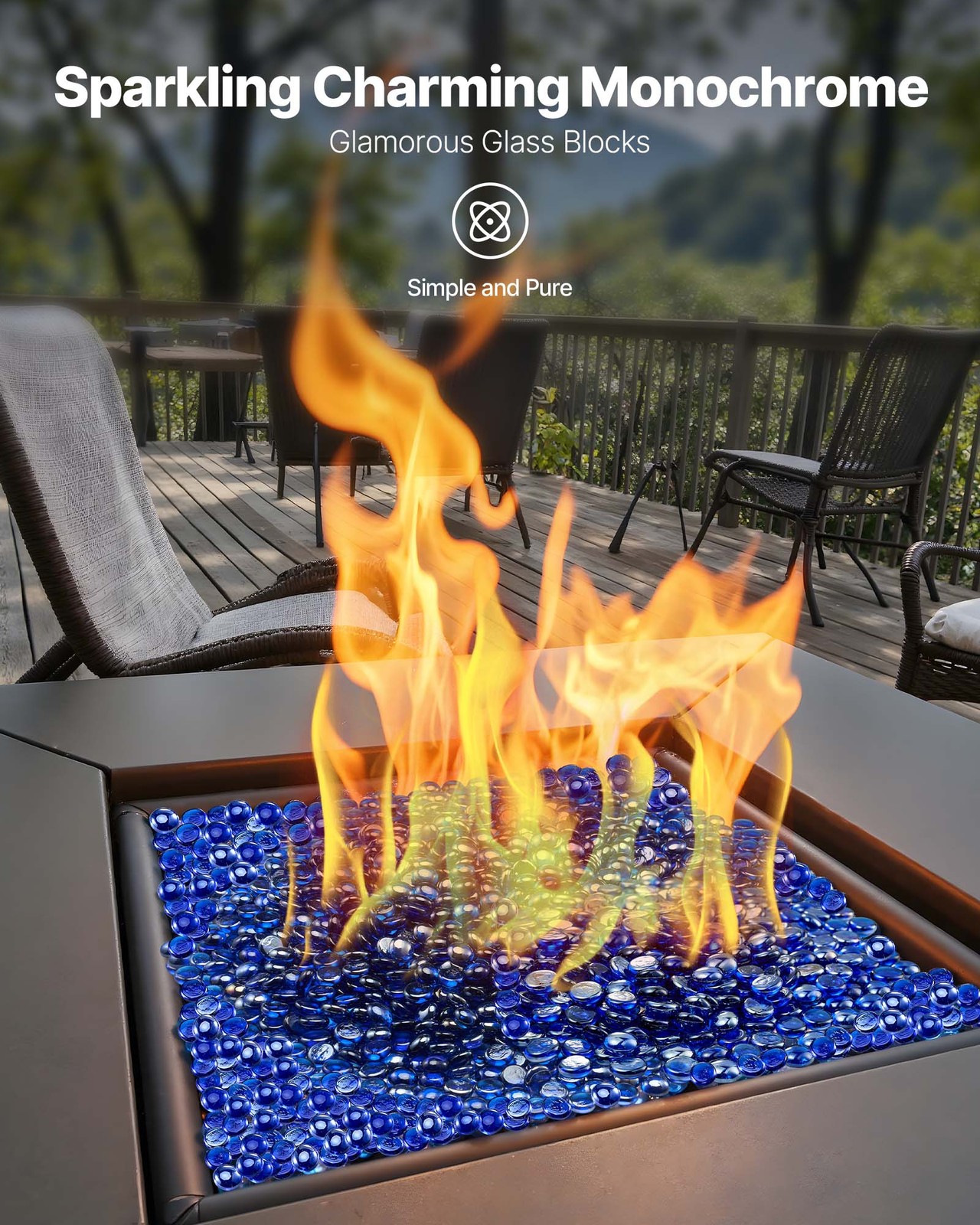 VEVOR 20 LBS Fire Glass 3/4-Inch Round Fireplace Glass Rocks for Fire Pit