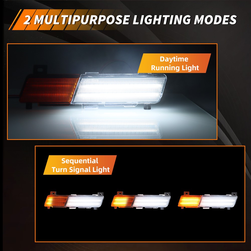 2X Amber Dynamic LED Front Turn Signal Side Marker Lights For 84-87 Corvette C4