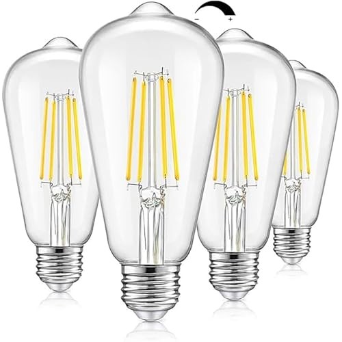 Vintage LED Dimmable Edison Light Bulbs 100W Incandescent Clear Daylight White