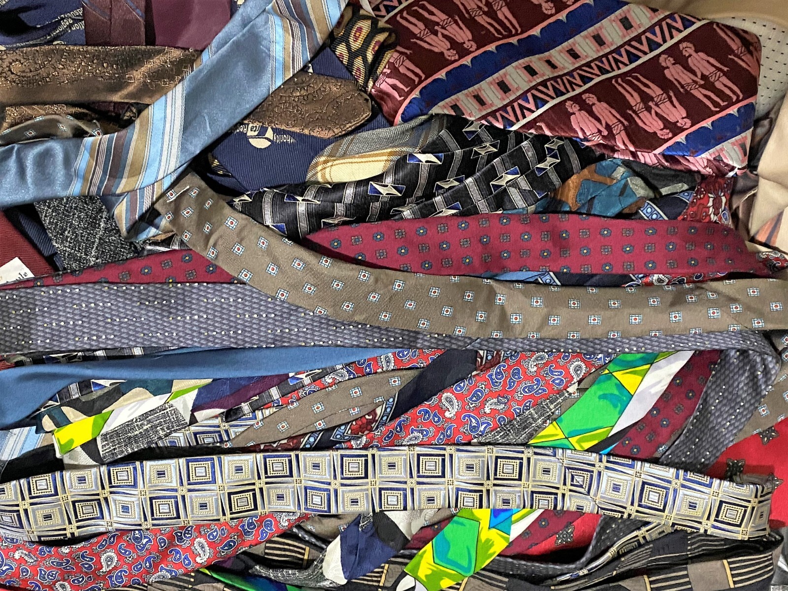 50 Pcs Neckties Lot Mix Quilting Crafting Only Vintage & Modern Styles