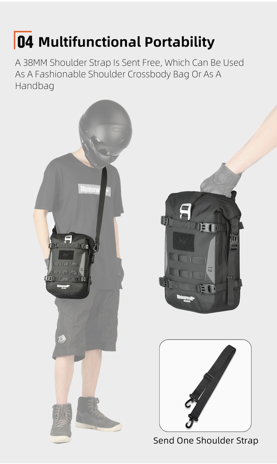 Rhinowalk Motorcycle Crash Bar Bag Waterproof 6L PESupport Board Luggage Storage