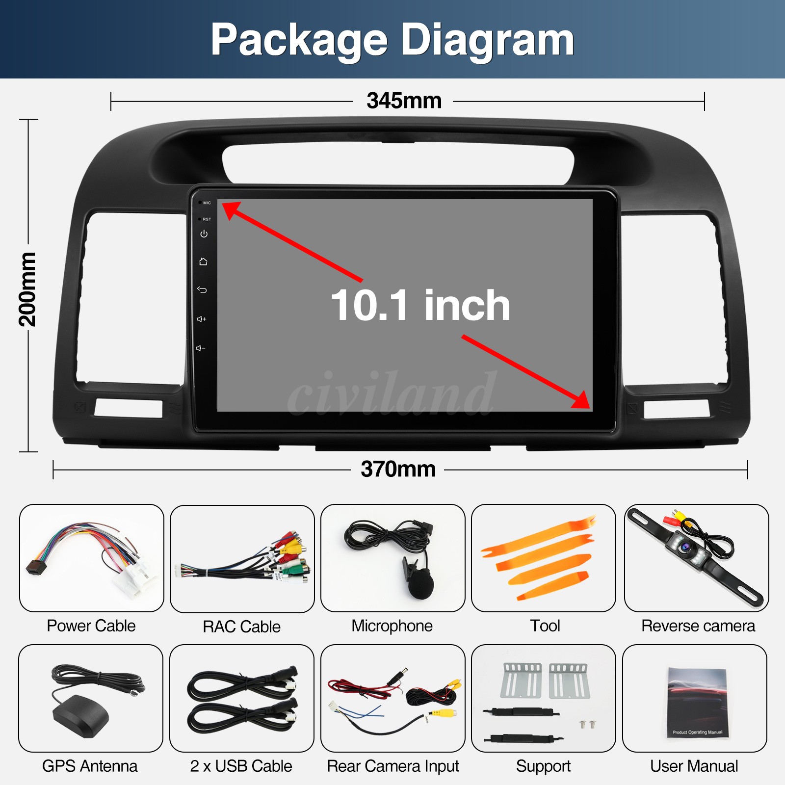 Apple Carplay For Toyota Camry 2000-2006 9" Android Car Radio Stereo GPS Navi