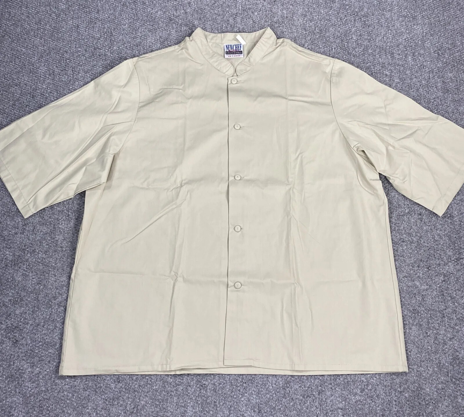 New Chef Chefs Short Sleeve Shirt Button Up Beige Size 4XL