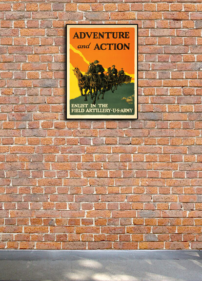 1919 US Army Adventure! Enlist in Field Artillery! WWI Poster - 18x24