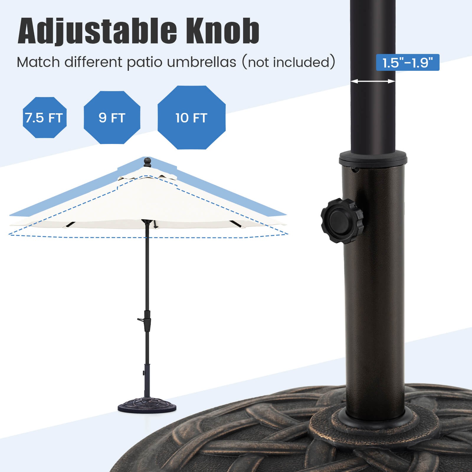 22" Round Umbrella Base Stand Market Patio Standing Outdoor Living Heavy Duty