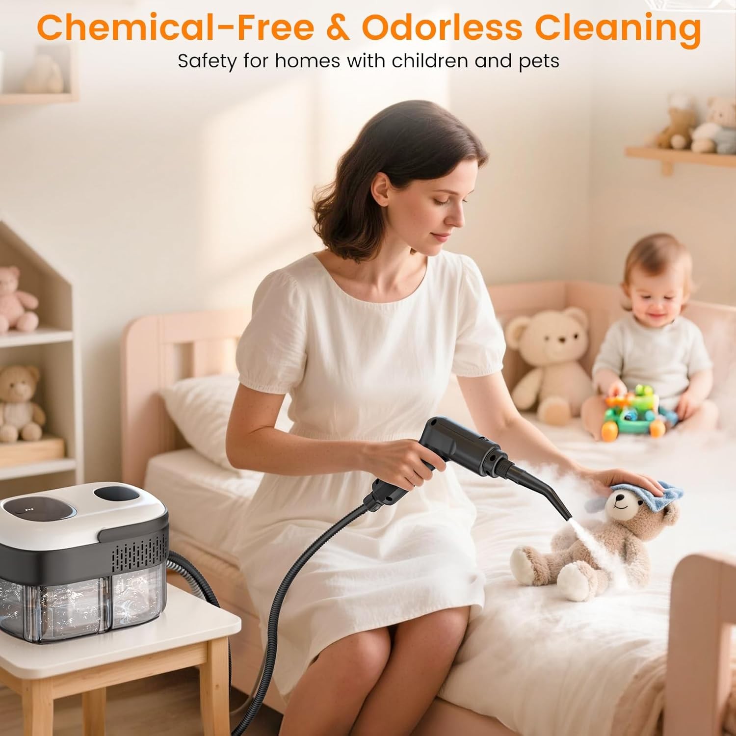 Pressurized Portable Steam Cleaner, 2500W Handheld Steamer Cleaning for Home