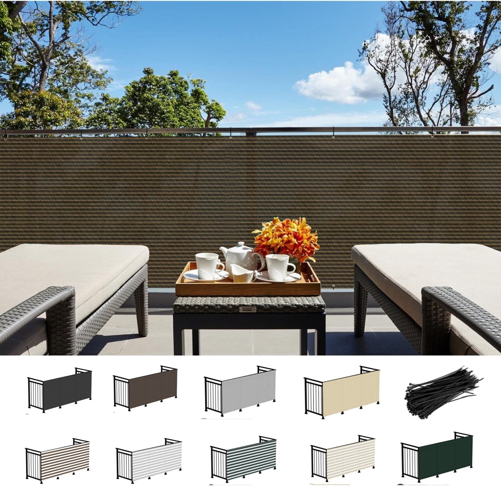 3ft Tall Privacy Balcony Fence Screen Deck Garden Yard Patio Fabric Shade Cover