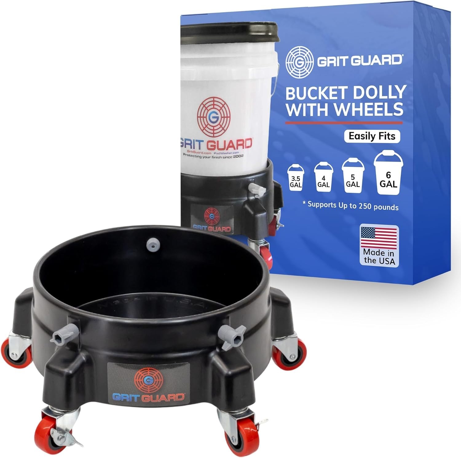 Spill Containment Bucket Dolly with 5 Swivel Wheels and Locking Feature