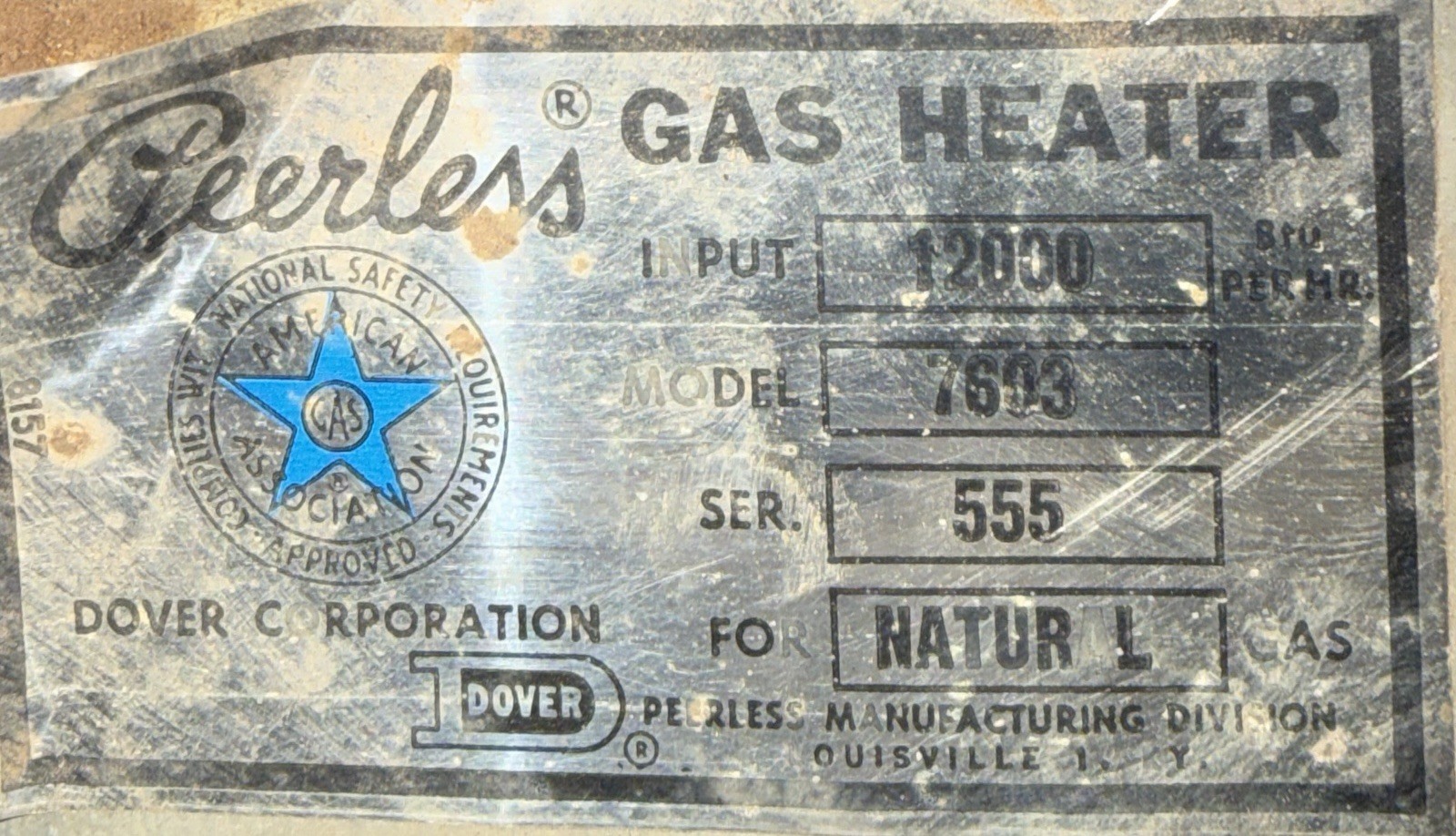 Peerless 7603 gas heater