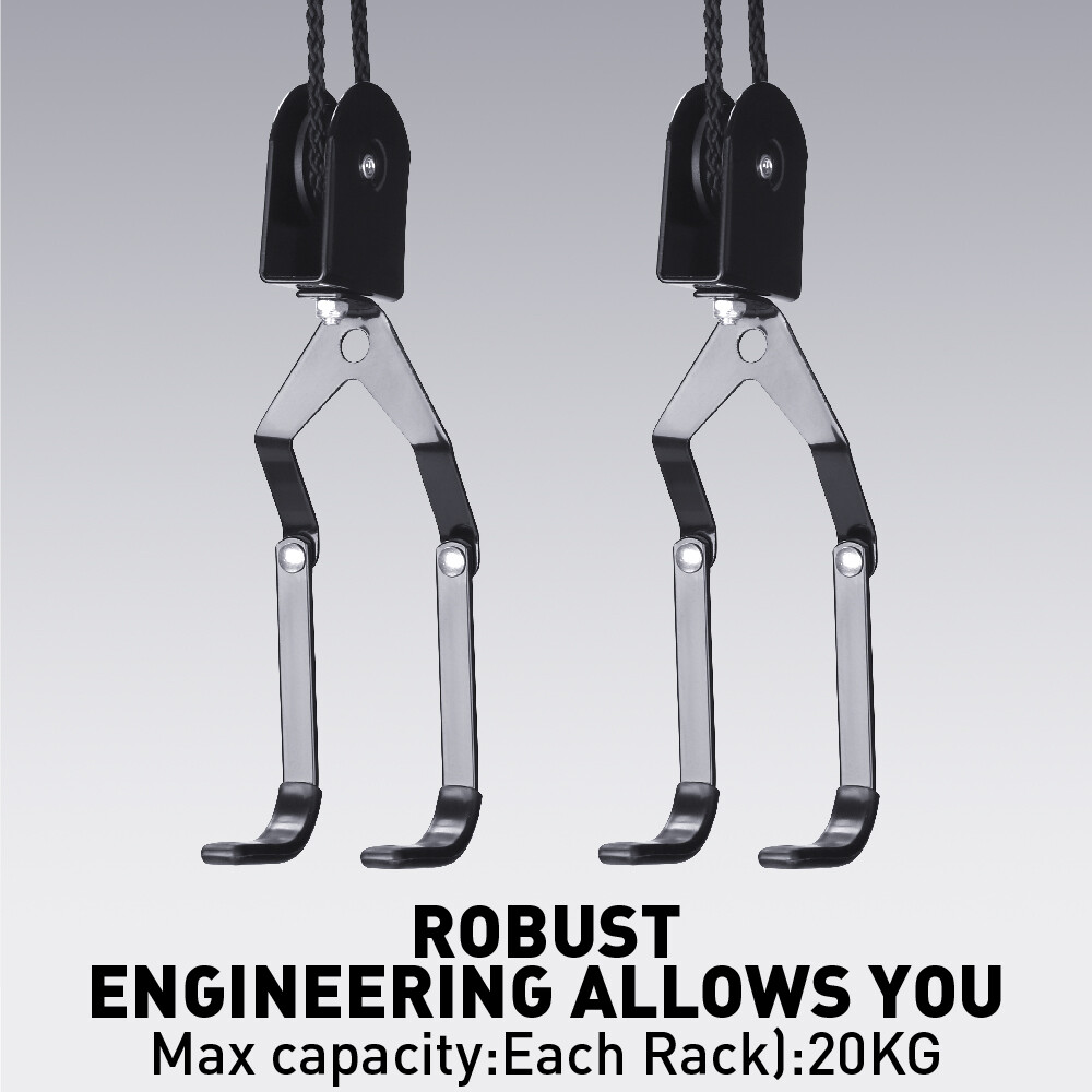 2 Packs Ceiling-Mounted Bike Lift Mountain Bicycle Hoist Garage Utility Hanging