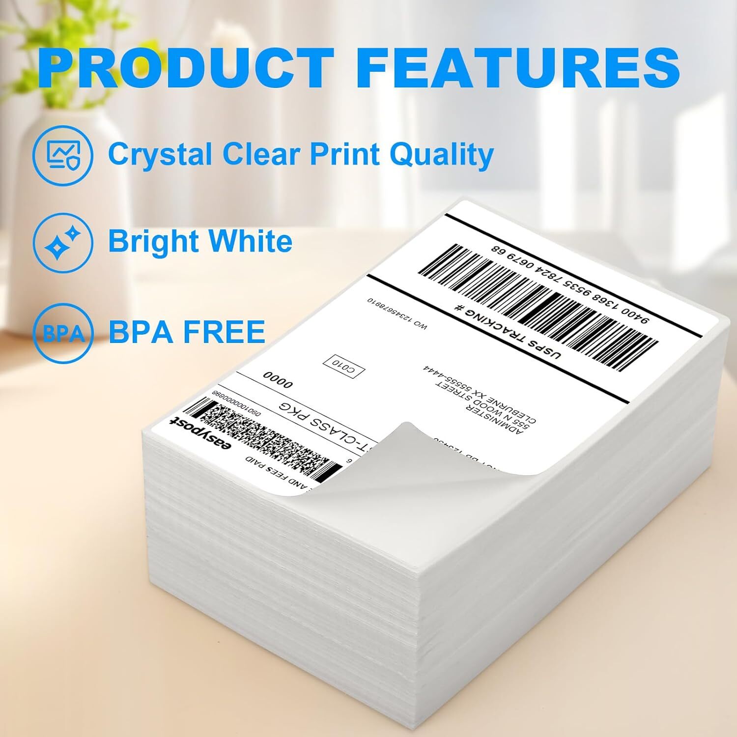 500/Stack 4x6 Fanfold Direct Thermal Shipping Labels Perforated Mailing Labels