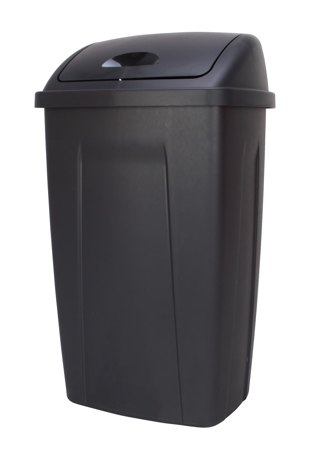 Kitchen Trash Can, 13 Gallon Plastic Garbage Bin with Swing Top Lid, Black