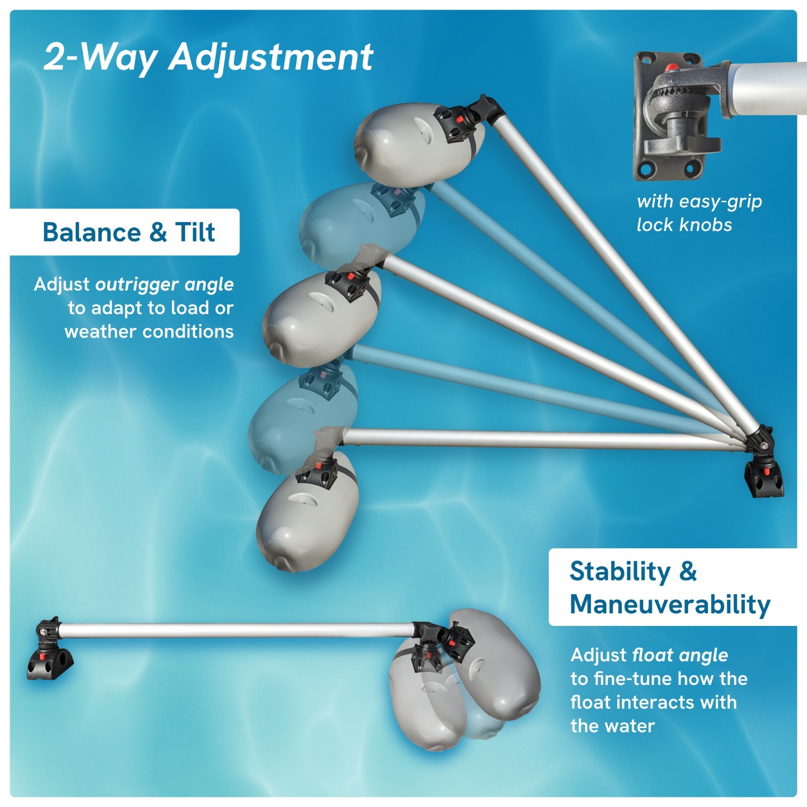 Pactrade Marine Kayak Outriggers/Stabilizers System for Fishing, Paddling & More