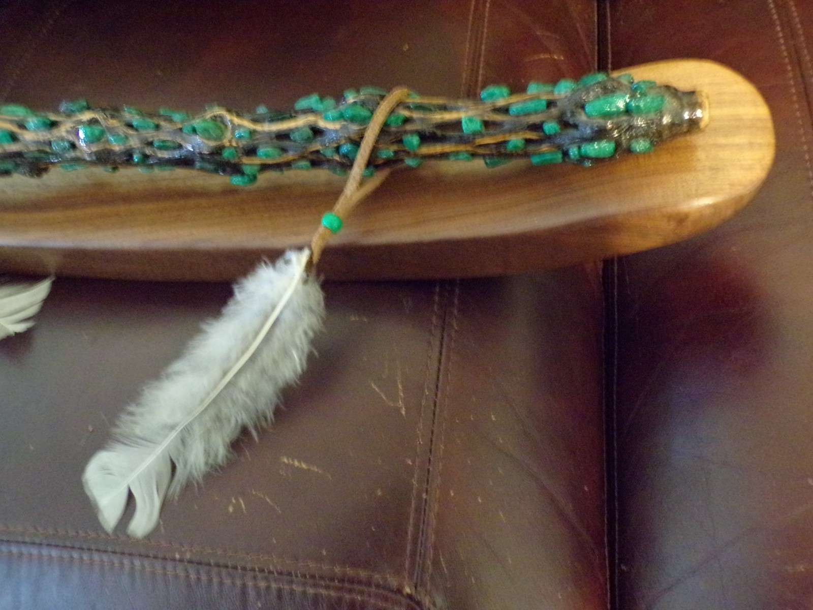 American Indian PEACE PIPE Authentic Native Tribal Ceremonial CACTUS & Turquoise