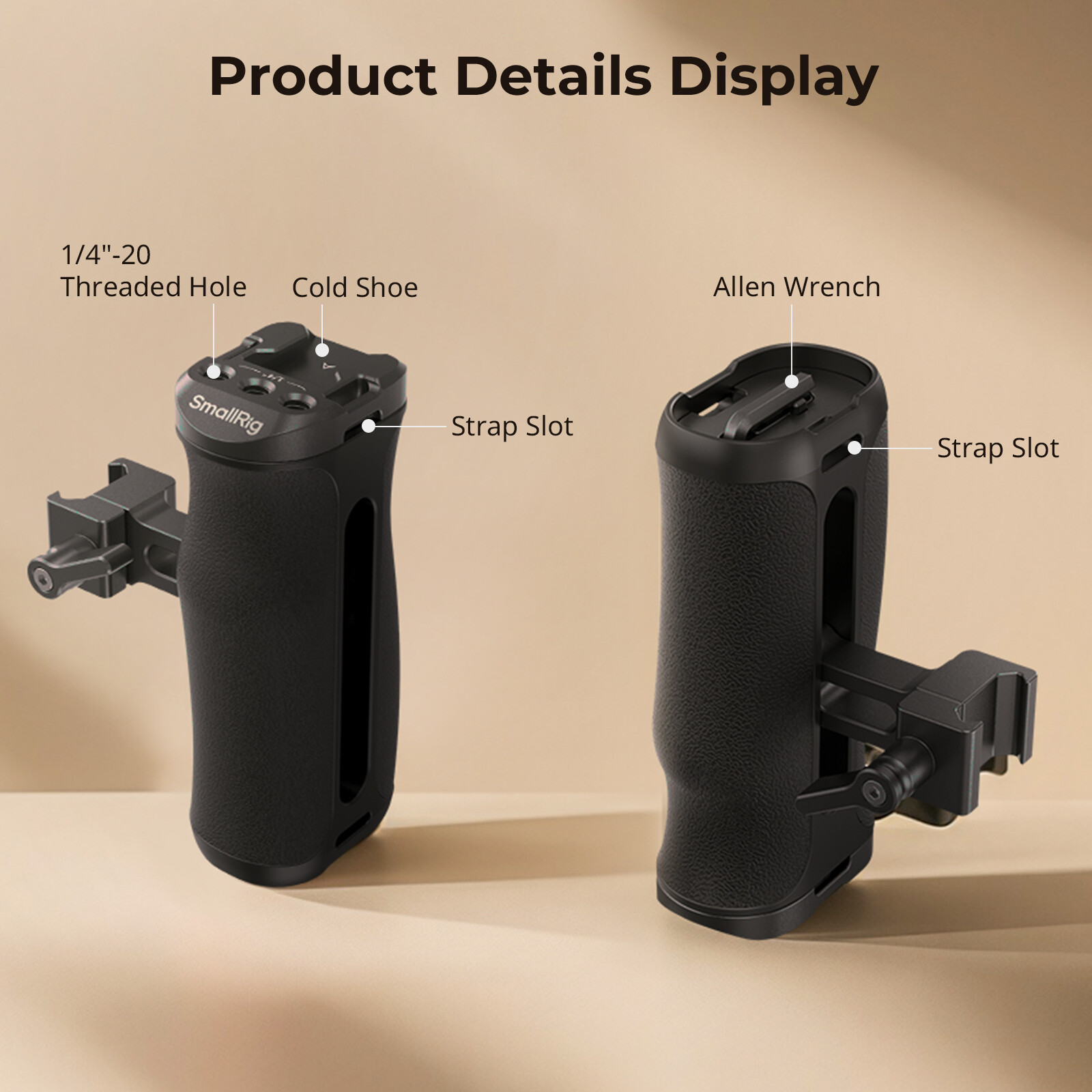 SmallRig Mini NATO Side Handle for Camera Cage,Universal Ergonomic Side Handgrip