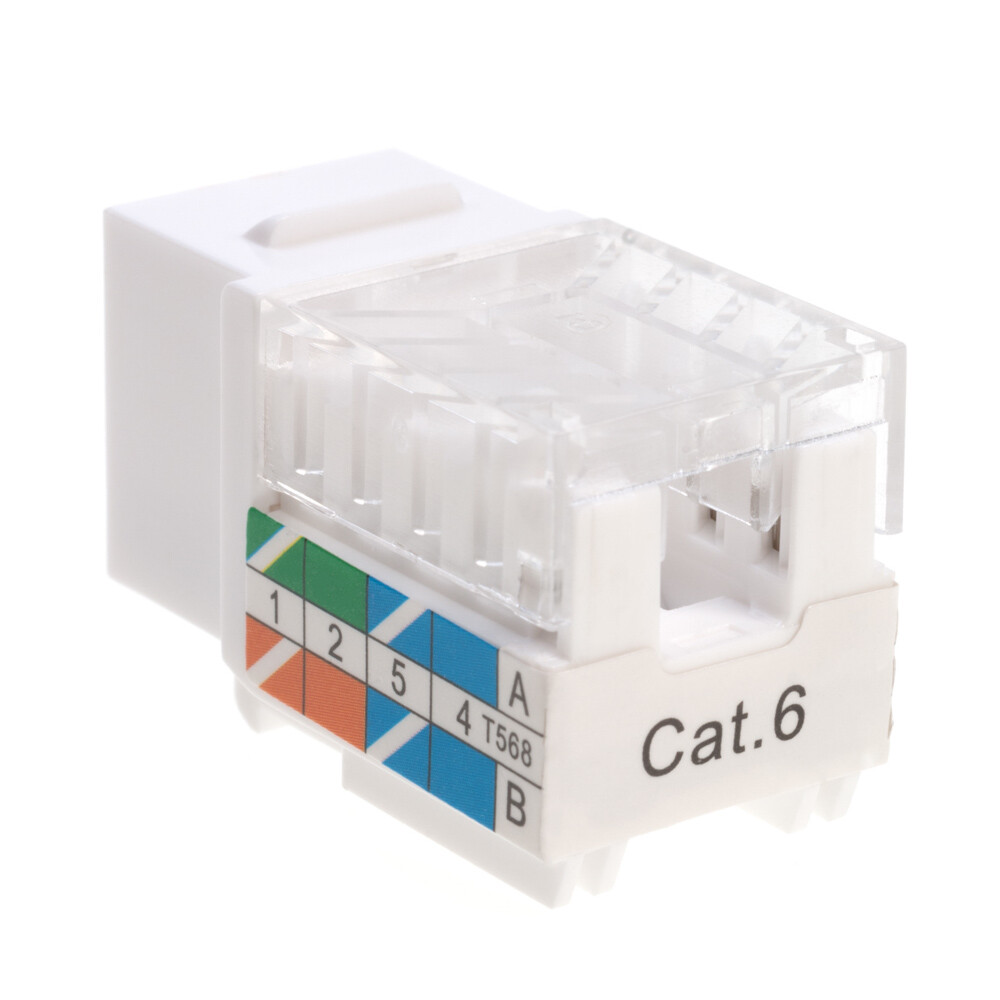 Cat6 White Keystone Jack 45 Degree Punch Down Network Connector Multi-Pack LOT