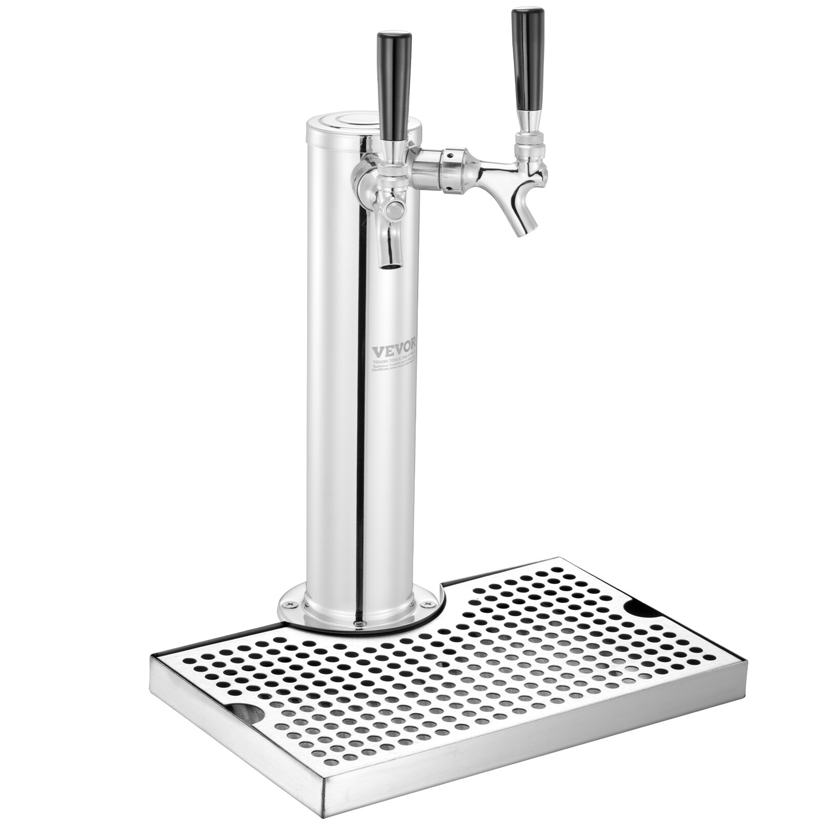 VEVOR Kegerator Tower Kit Double Taps Beer Conversion Kit with Beer Drip Tray
