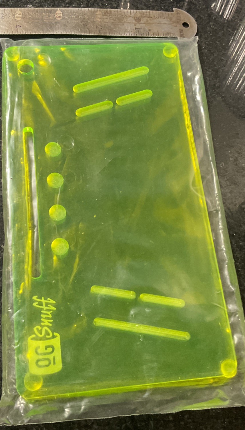 OG SNUFF Board V2 Acrylic Neon Green (UV) Translucent Snuff Tray Authentic 8x4”