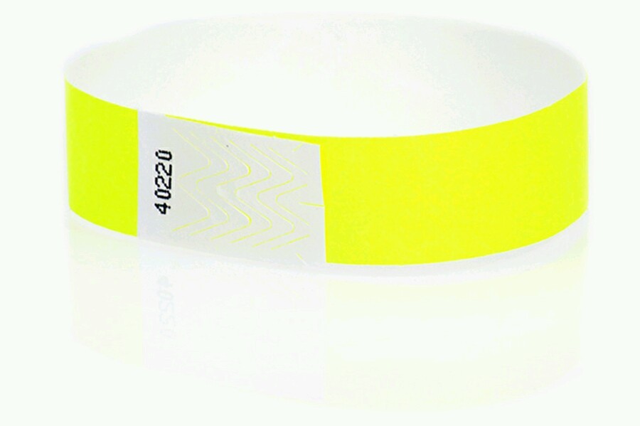 1,000. 3/4" NEON YELLOW TYVEK WRISTBANDS, NEON YELLOW PAPER WRISTBANDS, ARM BAND