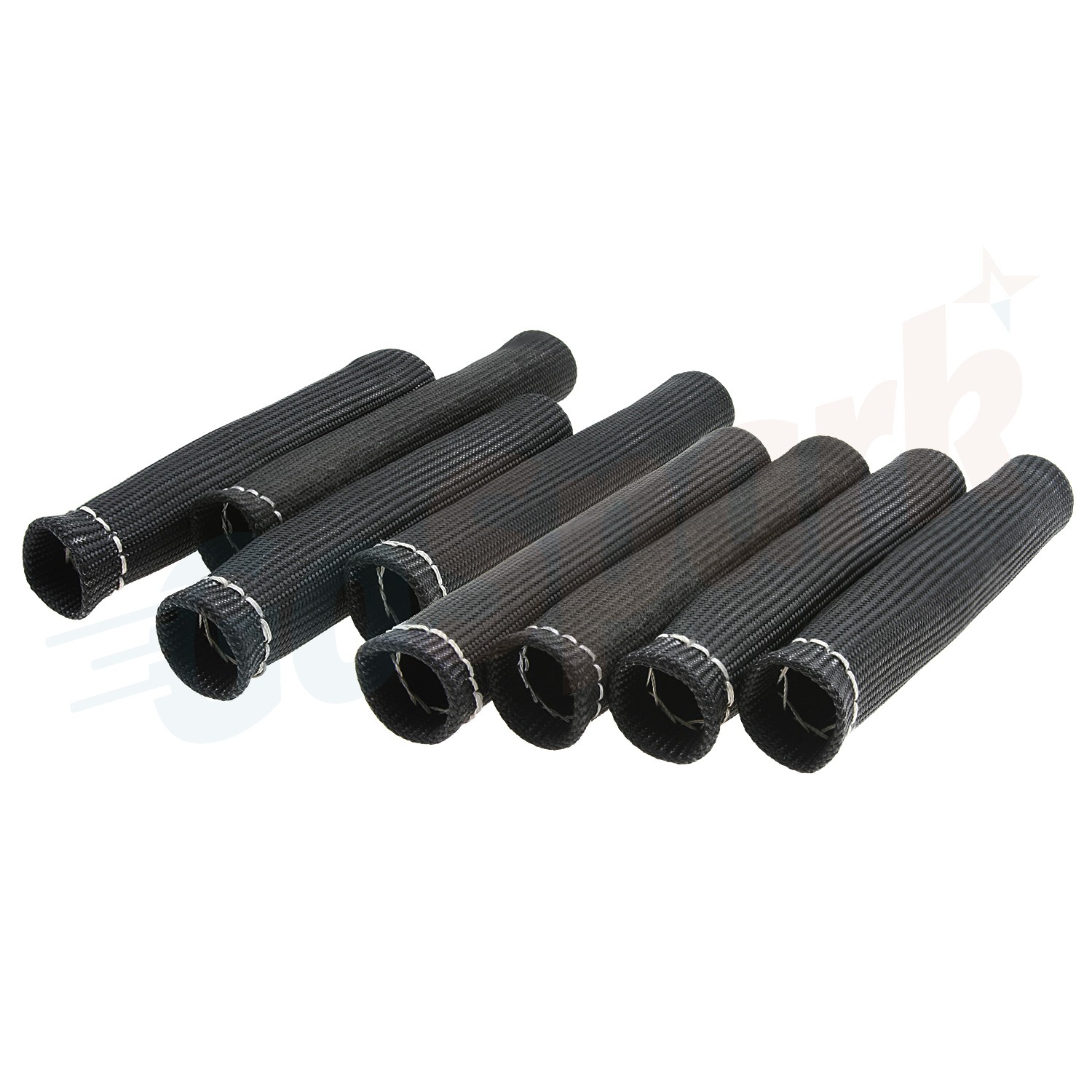 8Pcs 2500° 6" Spark Plug Wire Boots Protector Sleeve Heat Shield Cover Black