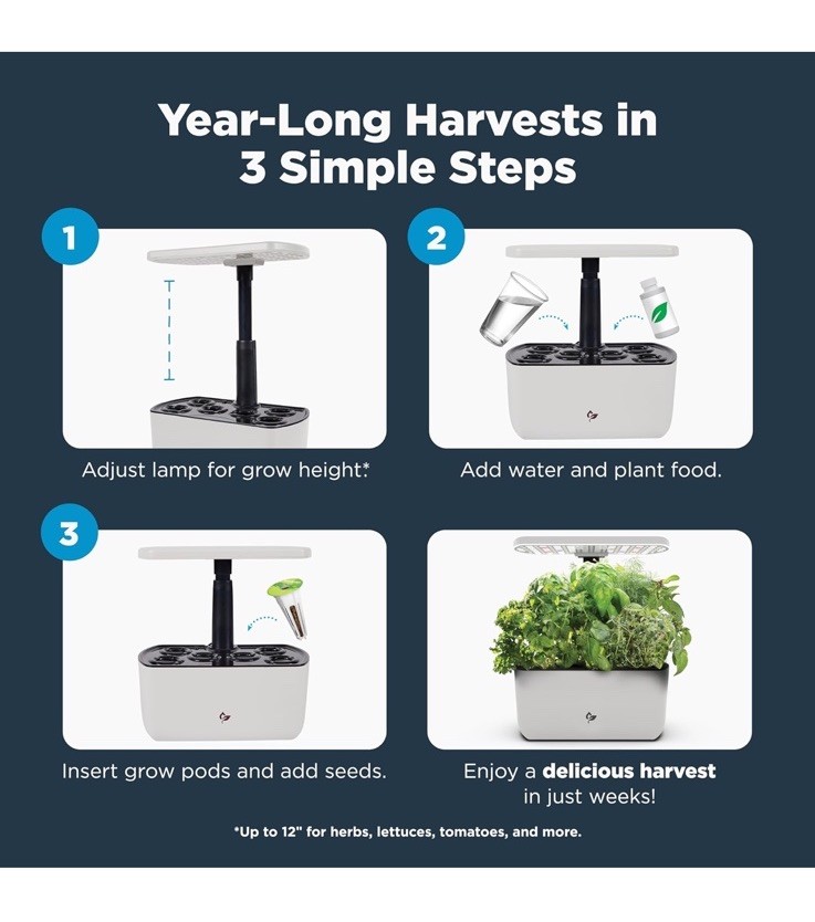 AeroGarden Harvest 2.0, Indoor Garden Hydroponic System with LED Grow Light