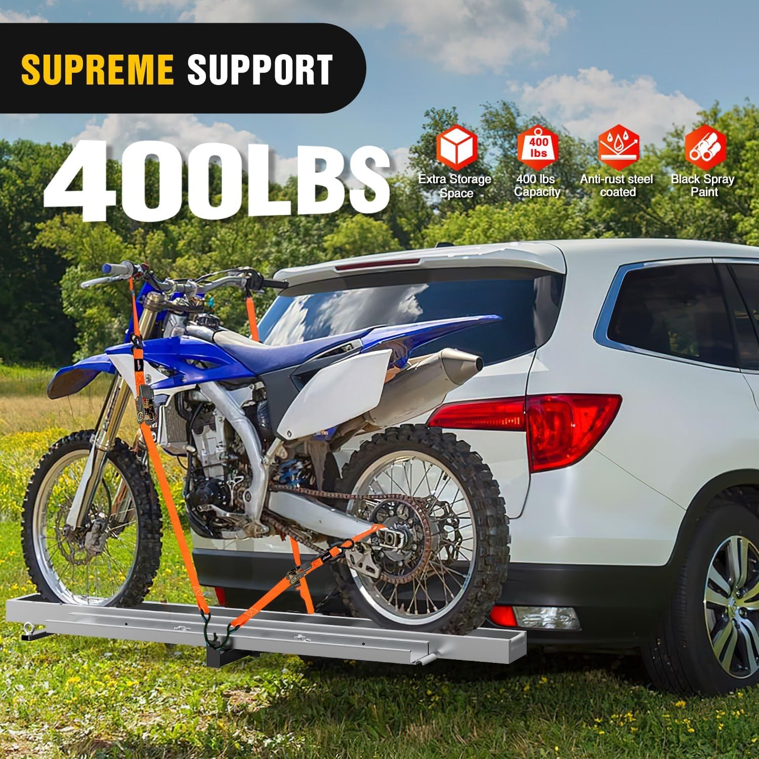 Nilight Motorcycle Hitch Carrier 400LBS Robust Aluminum Dirt Bike Hitch Hauler