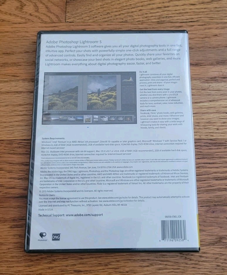 BRAND NEW - Adobe Photoshop Lightroom 5 Full Version DVD Windows & Mac Genuine