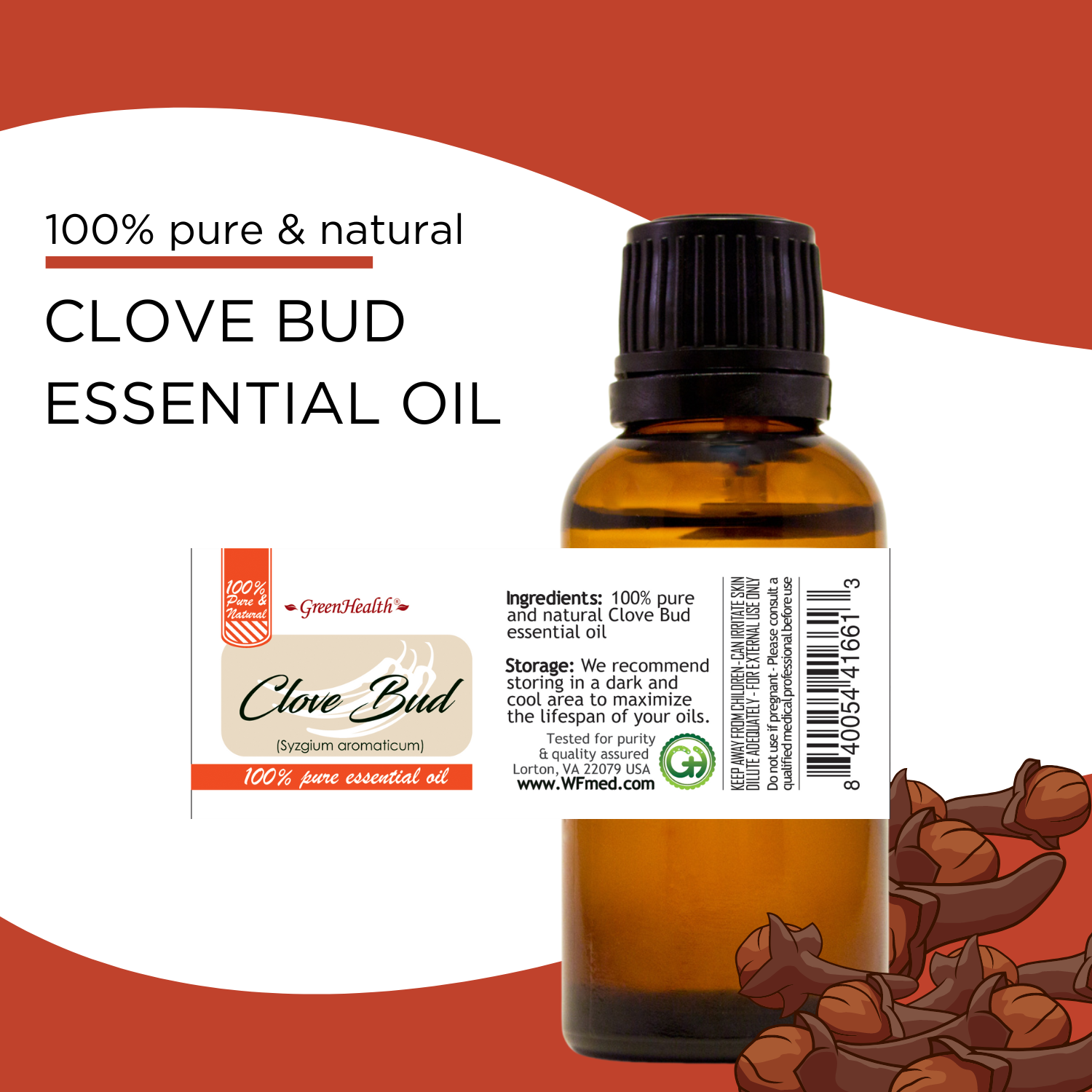 Clove Bud Essential Oil 100% Pure Free Shipping