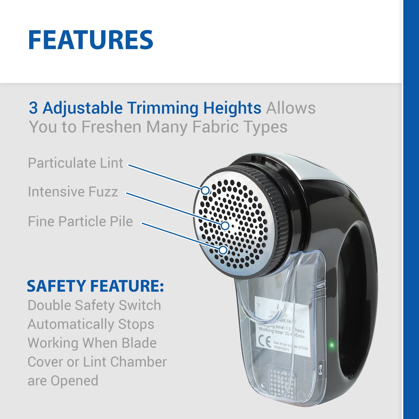 Fabric Shaver with Rechargeable Battery | Lint Shaver W Bonus Replacement Blade