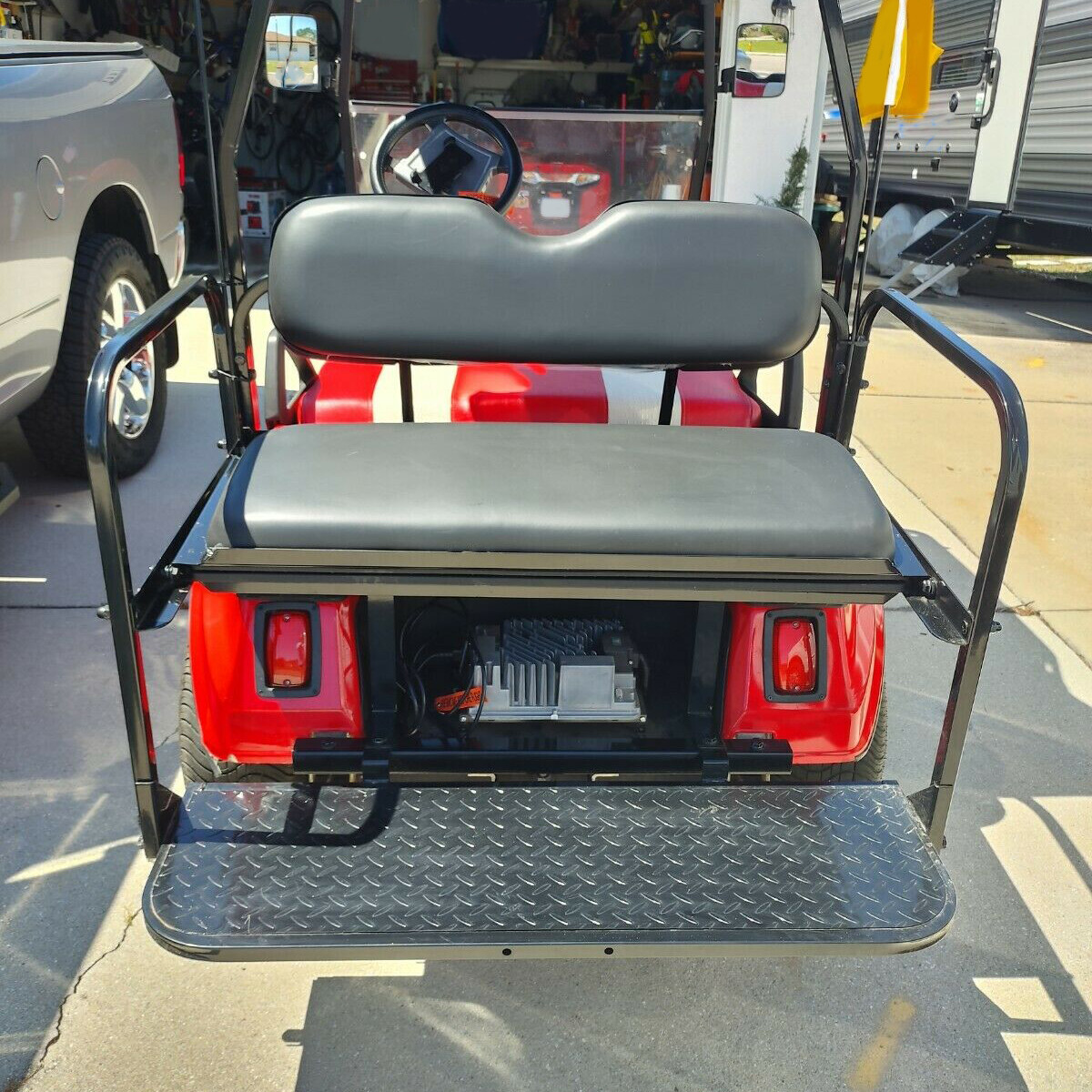 Fit Club Car DS Golf Cart Flip Folding Rear Back Seat Kit - Black