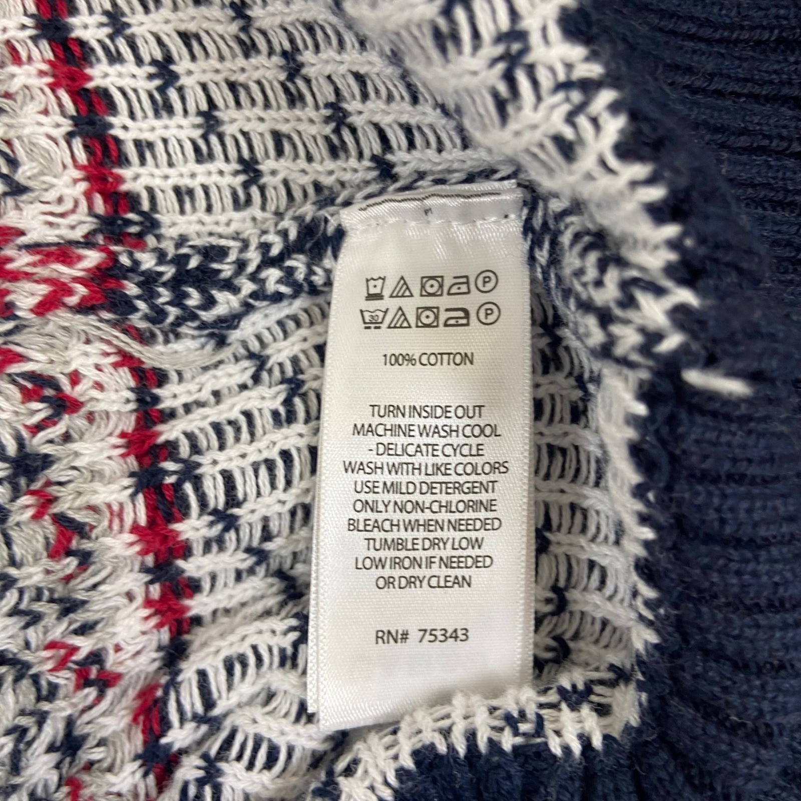 Aspen Mens Medium Polar Bear Christmas Sweater Navy Blue Red White Fair Isle