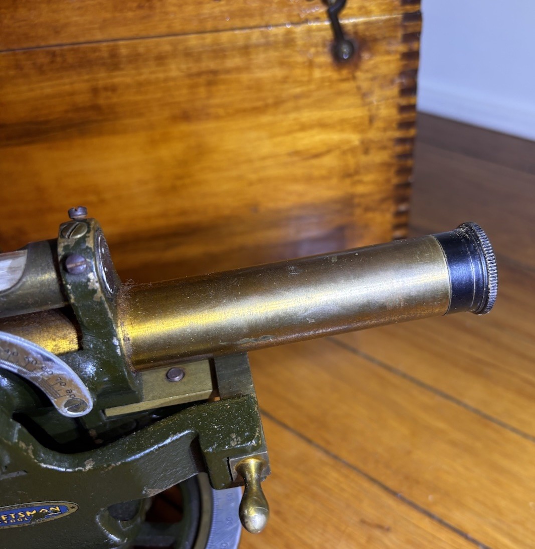 Vintage Sears Craftsman Surveying Transit Bubble Level Brass Scope Wooden Box