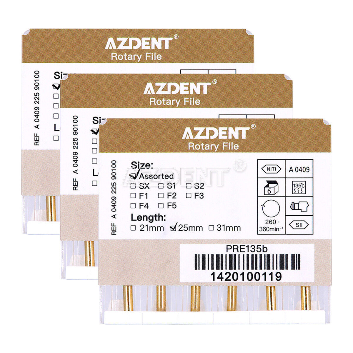 5X AZDENT limas rotatorias endodoncia dental uso del motor archivo 25mm SX-F3 US