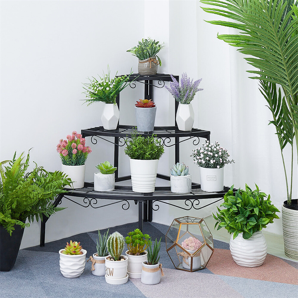 3 Tier Plant Stand Flower Pot Rack Stair-Step Plant Corner Shelf Display Holder