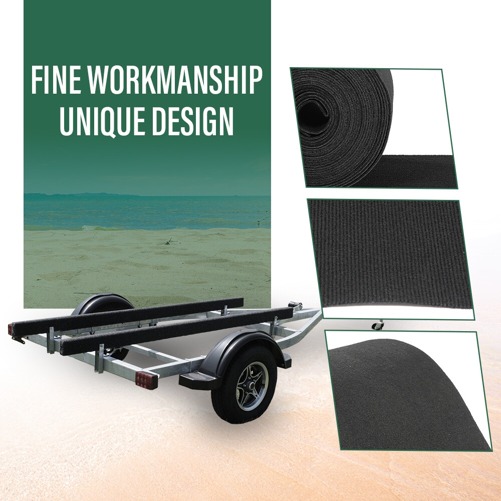 18" x 50' Ribbed Bunk Carpet / Marine Boat Trailer Runners / Outdoor - Black