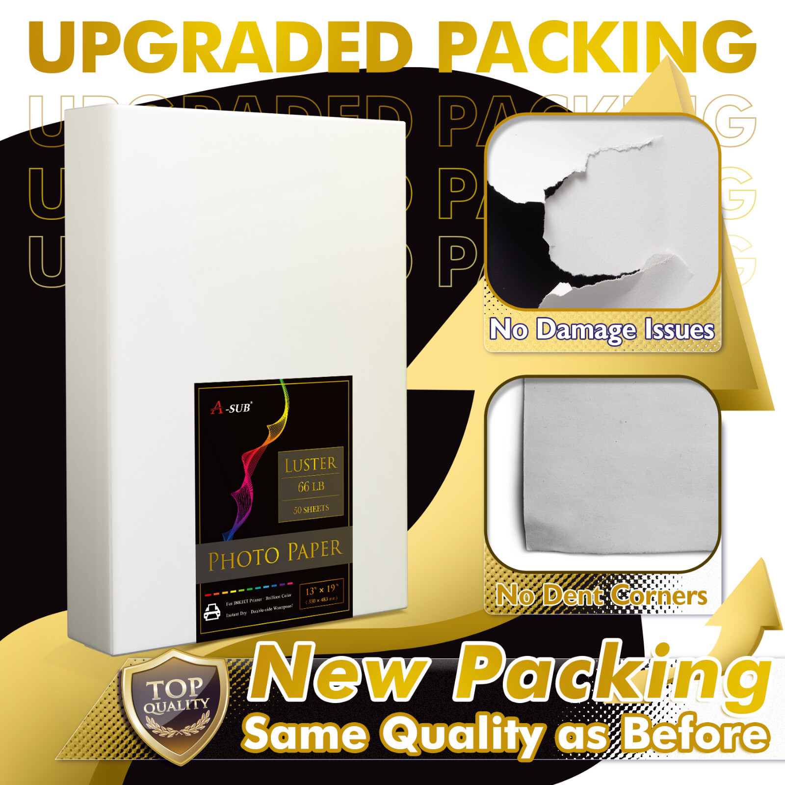 A-SUB Pro Luster Photo Paper 13X19 for Inkjet Printer 250g Semi Gloss 50 PK 66lb