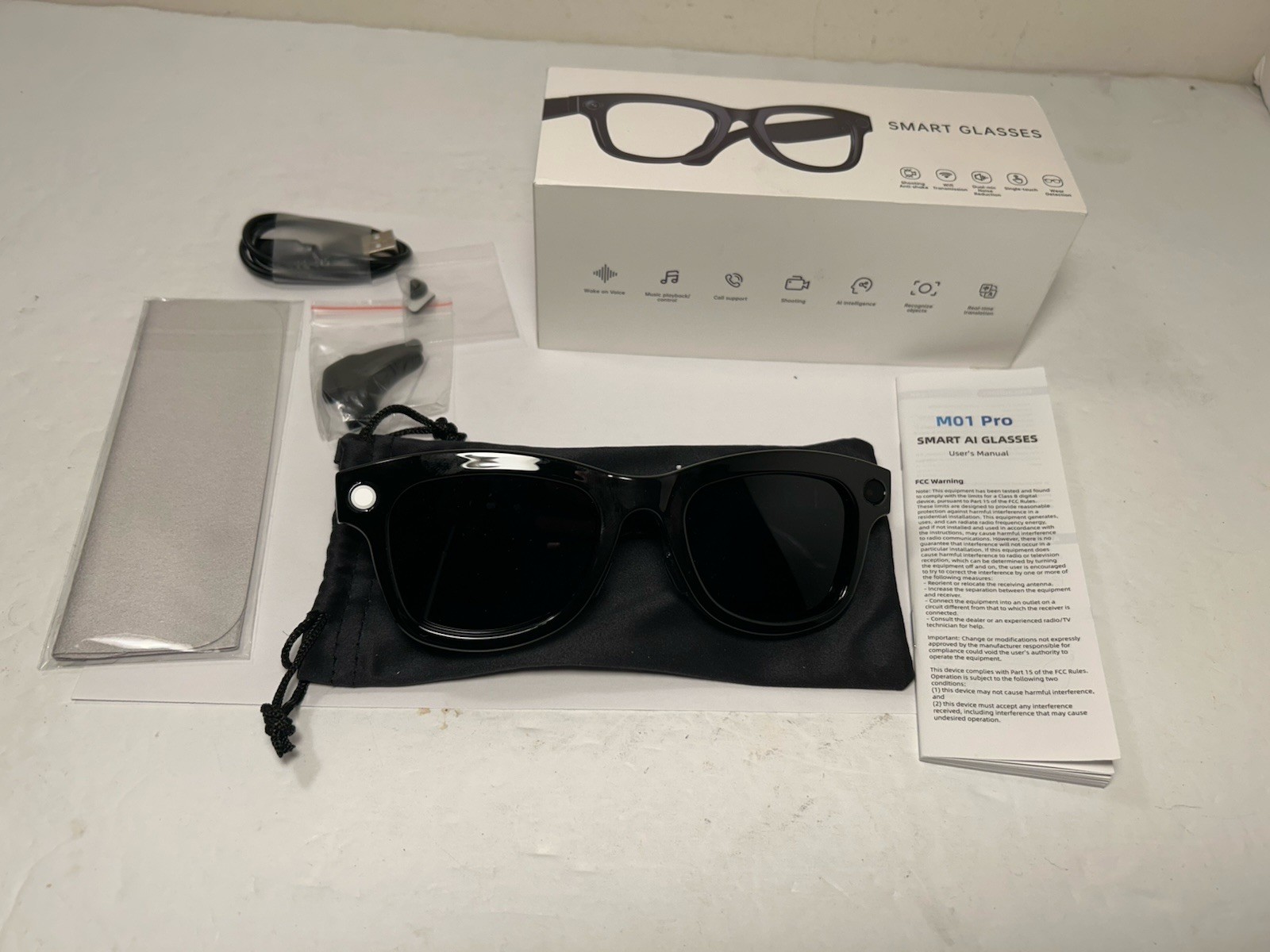 M01 Pro Smart AI Smart SunGlasses 5MP Camera WiFi Bluetooth