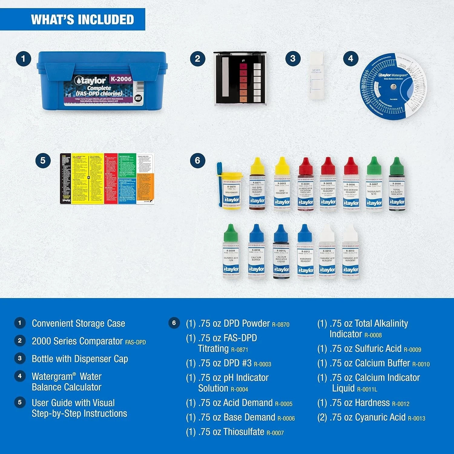 Taylor K-2006 FAS-DPD Service COMPLETE Water Test Kit, Complete Swimming