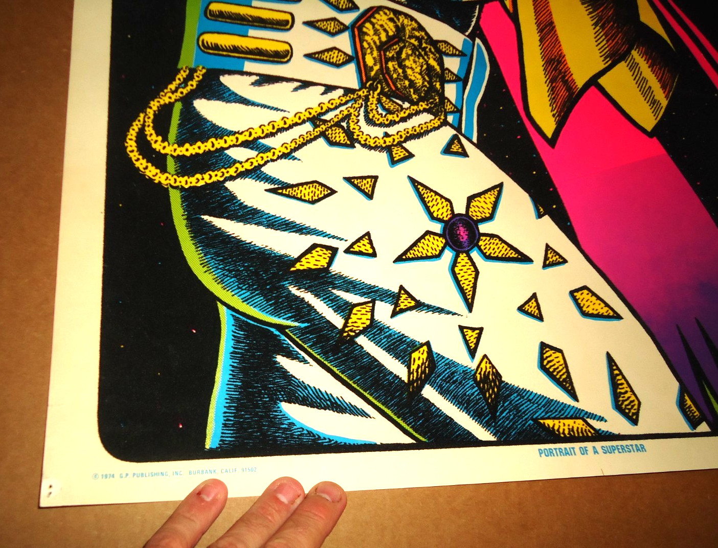 Authentic 1974 Elvis Presley Velvet Poster Blacklight Colorfull John Lykes Rare